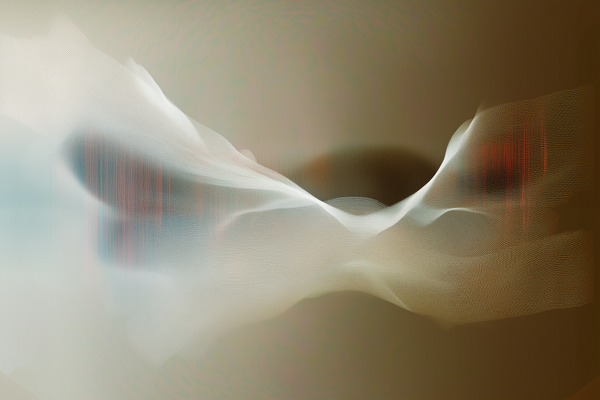 A white swirl against a light brown background in abstraction, resembling flowing cloth.