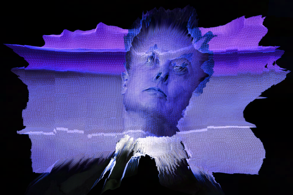 An image of Elon Musk made from scan lines. 